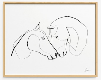 Horse Wall Art, Horse Art Print in One Continuous Line, Gift for Horse Lovers, Horse Wall Decor, Simple Wall Art, Equine Gift Ideas