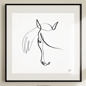 Equestrian Horse Gift Ideas, Horse Portrait Equine Gift, Abstract Horse Art Prints, Single Line Art, Horse Drawing