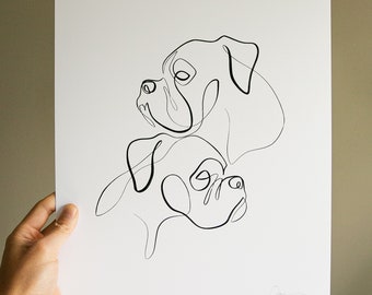 ORIGINAL One Line Custom Dog Portrait Drawing by With One Line, Unique Dog Lover Gifts