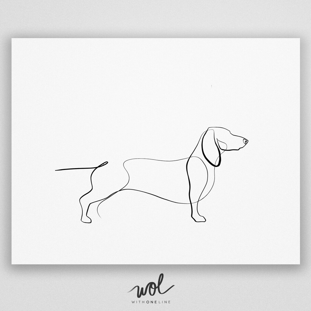 Dachshund Art, Dachshund Gift, Gift for Dog Lovers, One Line