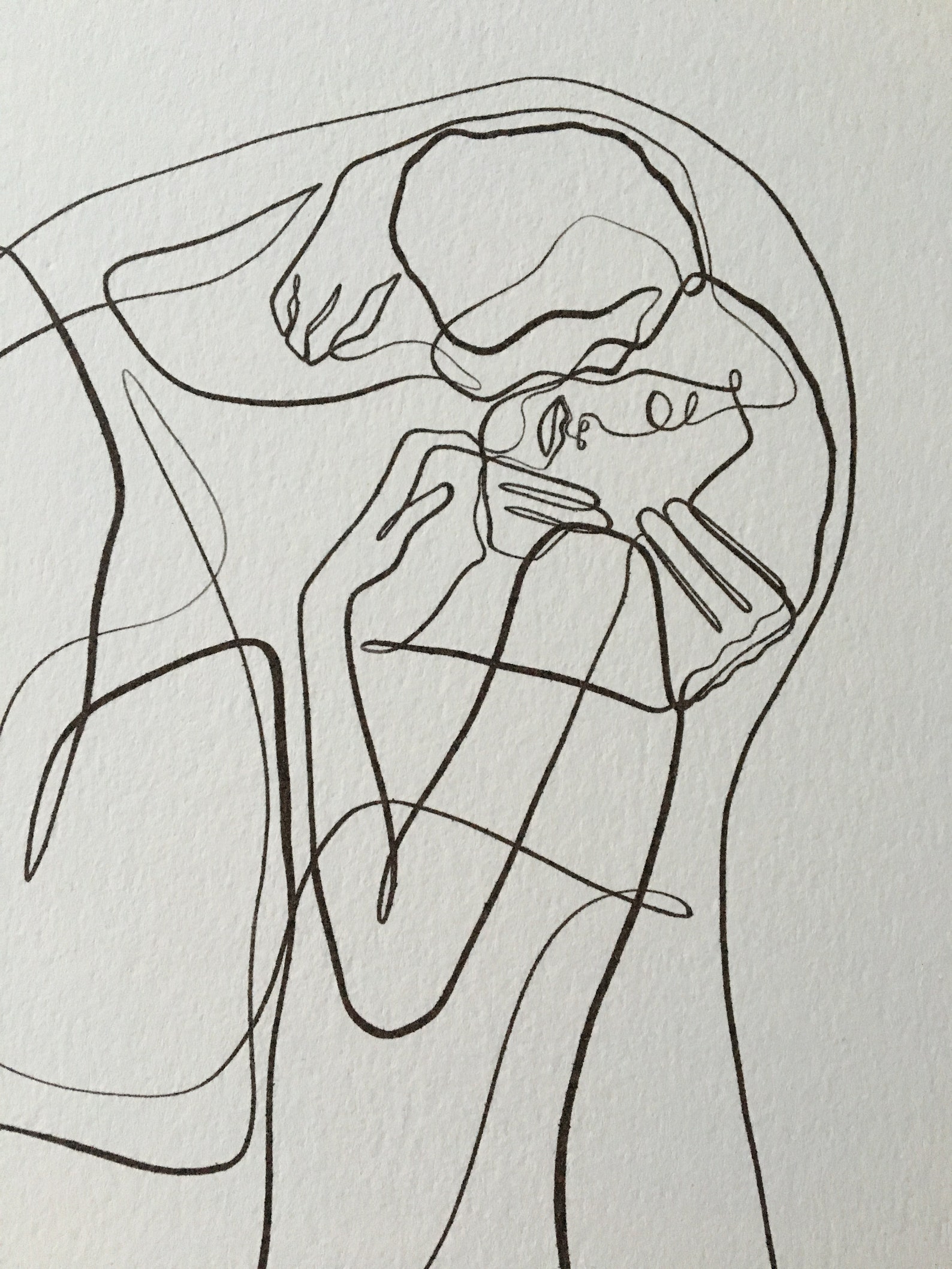 Der Kuss Kunstdruck Gustav Klimt Zeichnung One Line Print