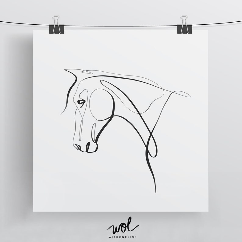 Horse Art Print Equine Gift For Horse Lover Animal Line Etsy