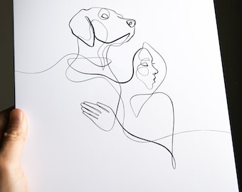 DOG MOM Lover Art Print | Minimal One Line Drawing | Unique Wall Art Decor by WithOneLine