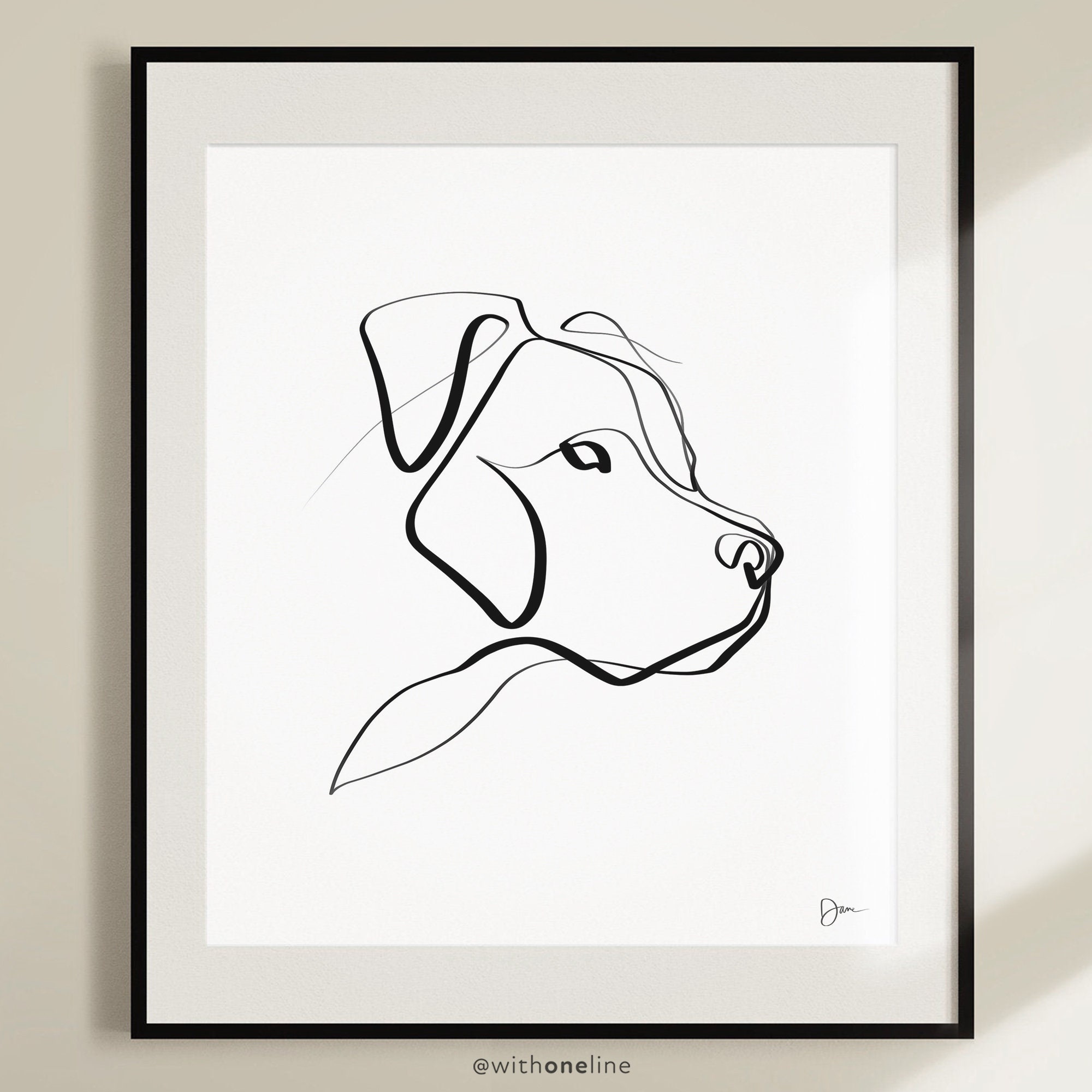Pitbull One Line Art Print: Minimalist Dog Portrait - Etsy