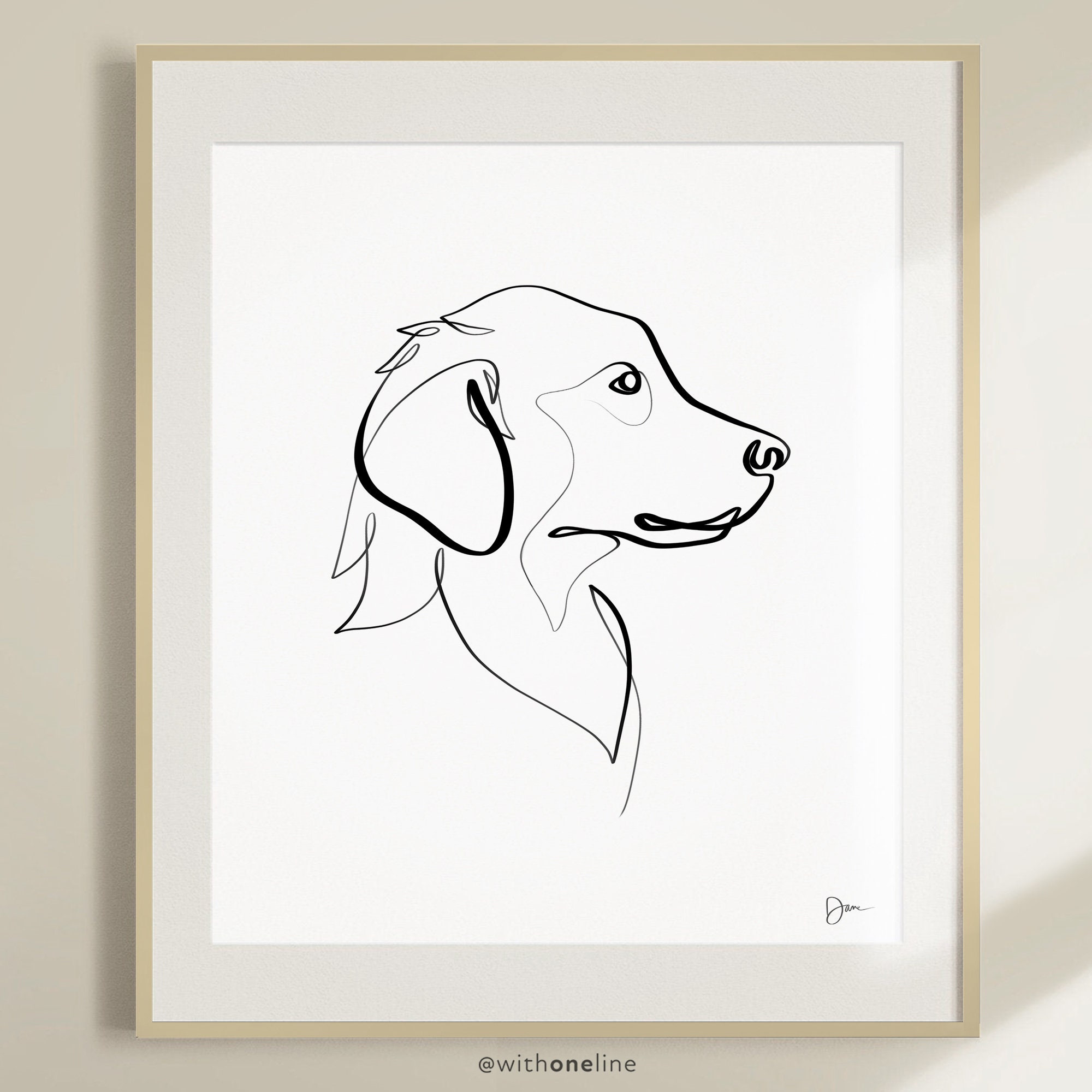 Golden Retriever Art Print Gift Minimalist Line Drawing Pet - Etsy