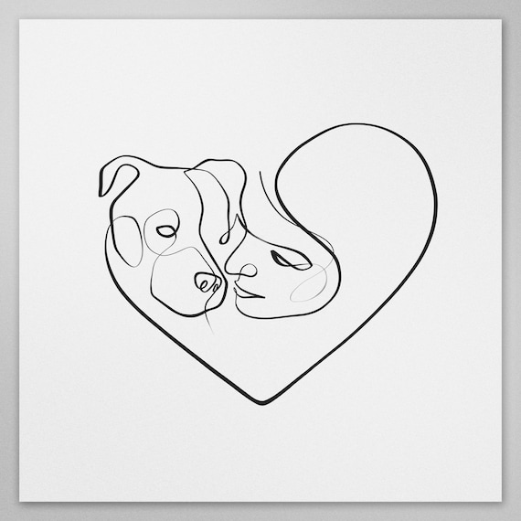 Un Dessin Au Trait Chien Minimal Art Art En Ligne Cadeau Chien Ligne Continue Seule La Ligne Une Ligne Imprimée Chien Art Cadeaux Pour Elle