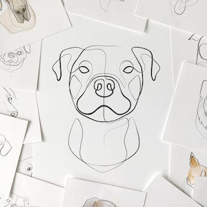 Custom Dog Portrait | Personalized Pet Memorial Gift | Digital Download | Bespoke One Line Drawing