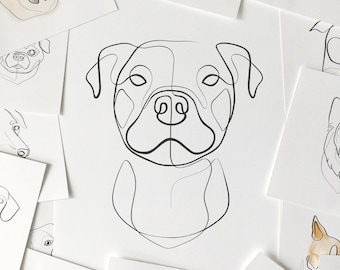 Custom Dog Portrait | Personalized Pet Memorial Gift | Unique Dog Lover Art | Bespoke One Line Drawing