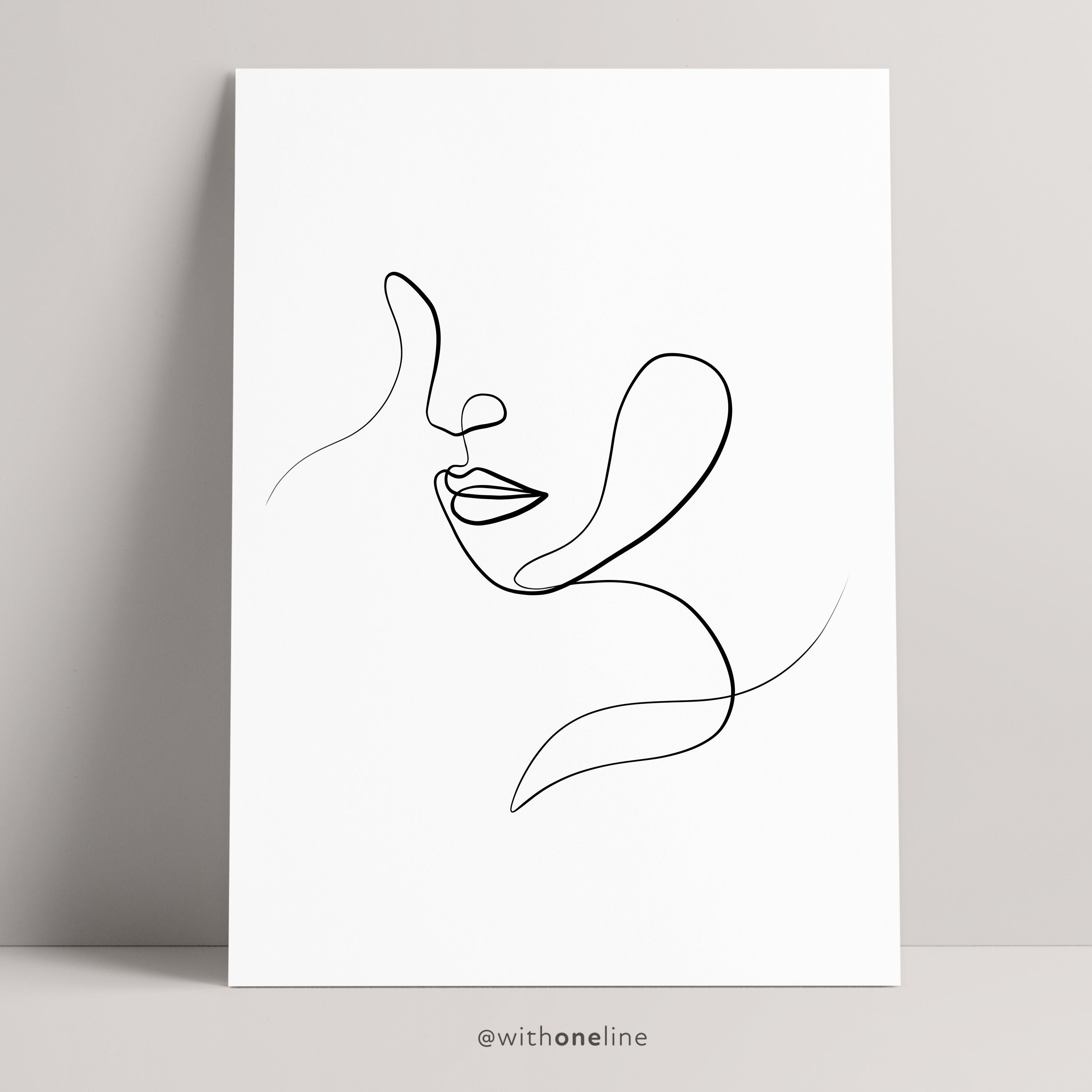 Single Line Face Art Print, Minimalist Woman Line Drawing, Simple