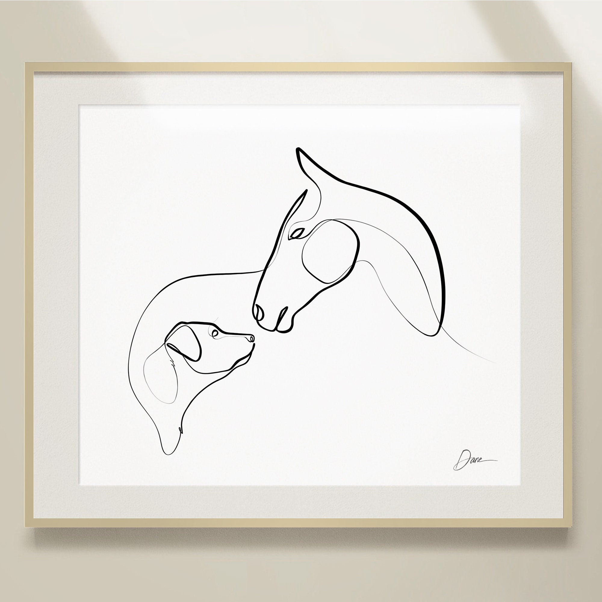 Printable Minimalist Horses Wall Art Drawing Equestrian Horse Lover