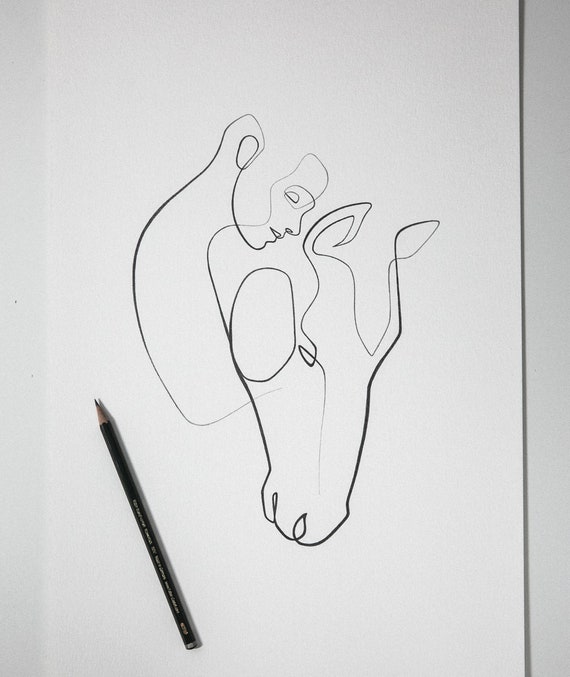 Horse Minimal Art Cheval Fjord Un Dessin Au Trait Line Art Art Mural Minimal Minimaliste Wall Art Art équestre Oeuvre Dart