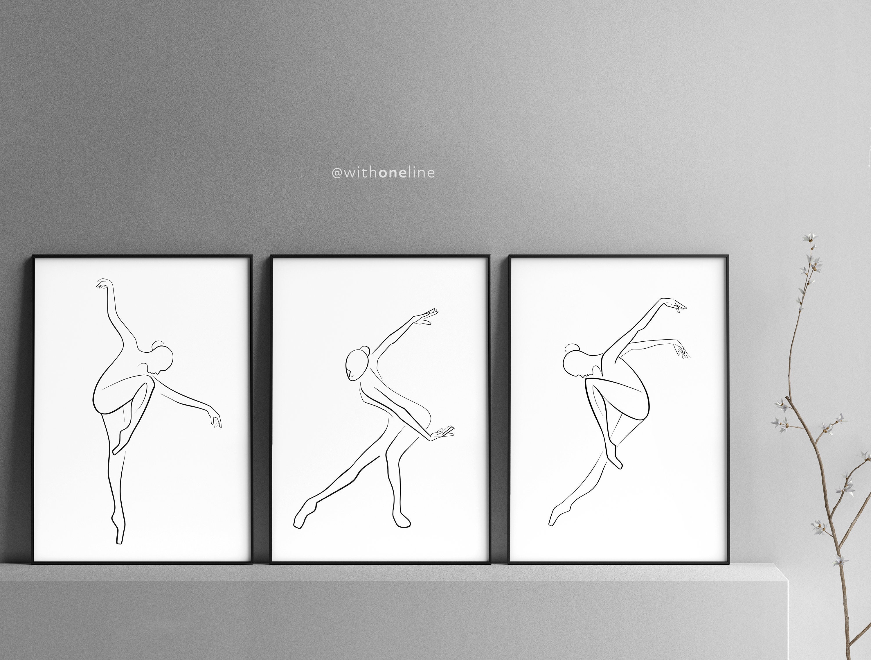 Set of 3 Ballet Dancers Printable Ballet Art Minimal Dance