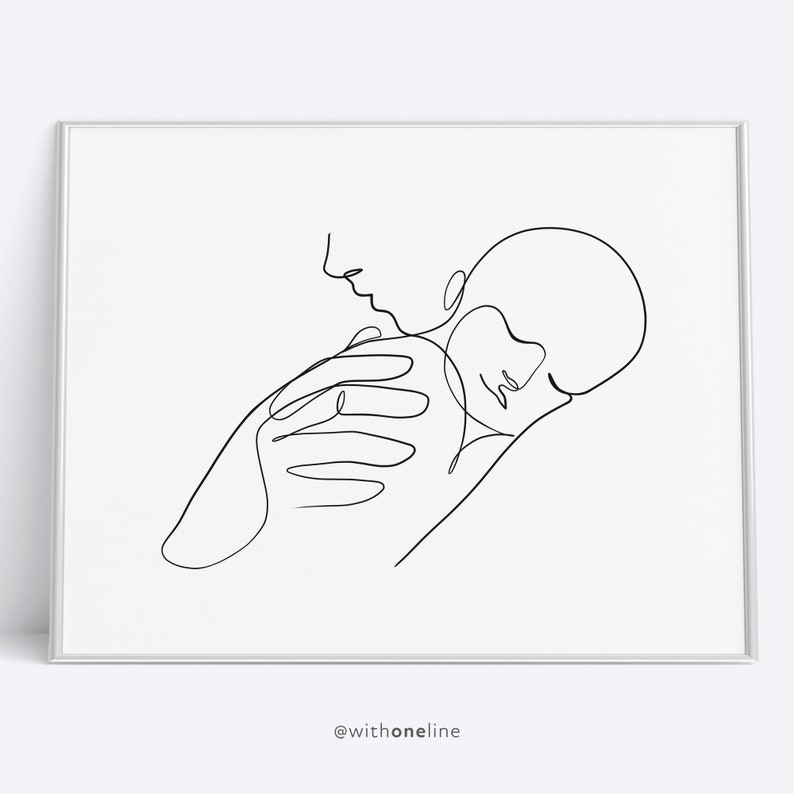 Newborn Line Art Nursery Wall Art Minimalist Nursery Art Etsy