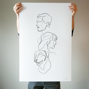 Custom Family Portrait: Hand-Drawn One-Line Art (Digital Download)