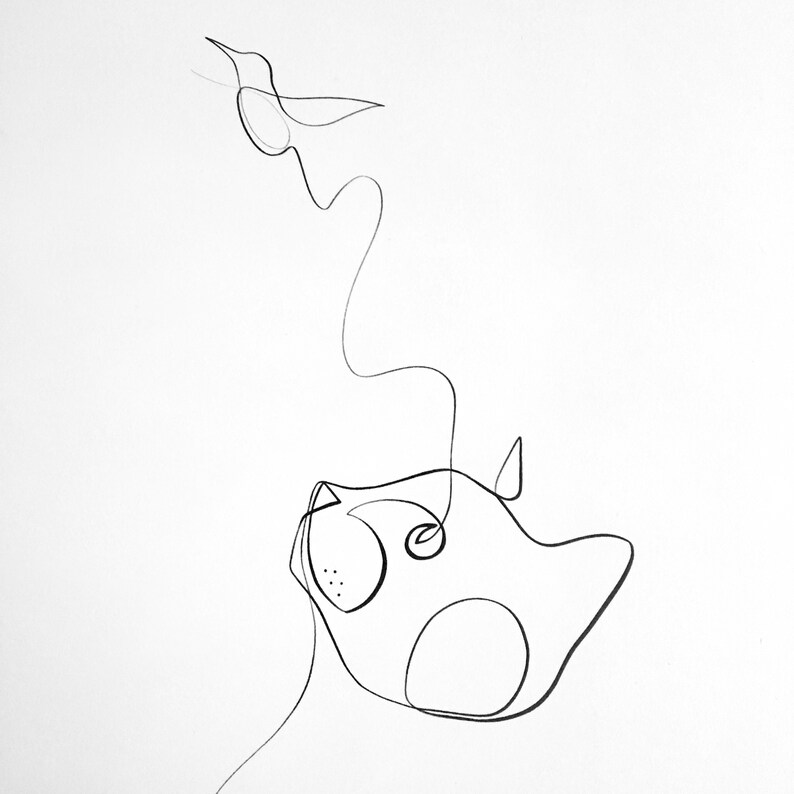 Кошка одной линией рисунок