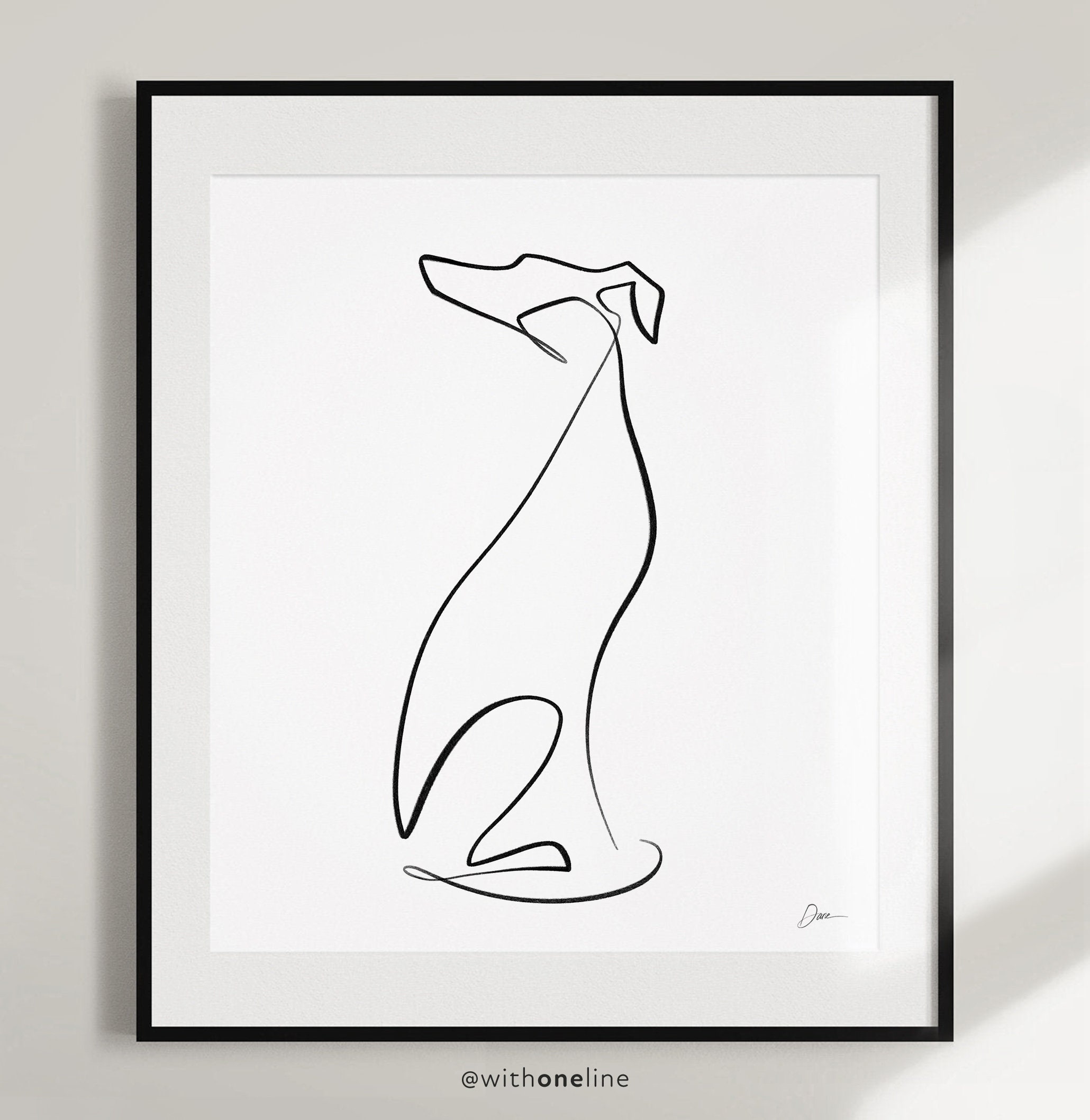 WHIPPET GREYHOUND Dog Print Italian Greyhound Fine Art With One
