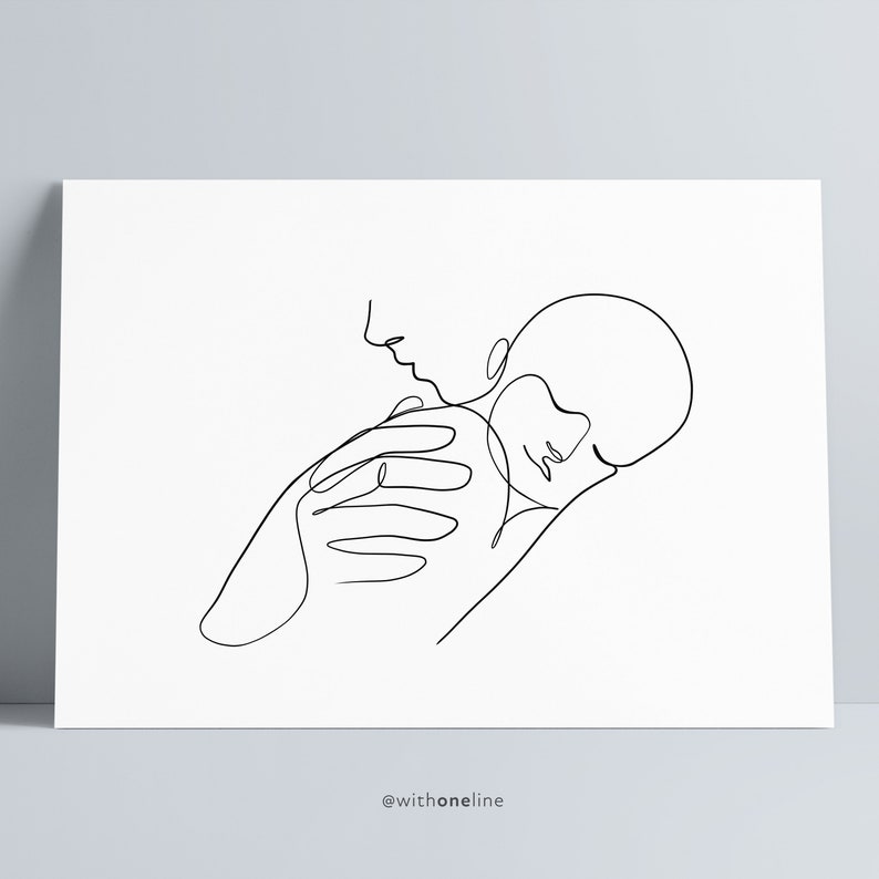 Newborn Line Art Nursery Wall Art Minimalist Nursery Art Etsy