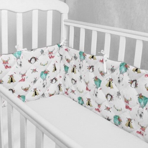 Crib Bumpers Woodland Animals Cot Bumper Crib Rail Cover Etsy