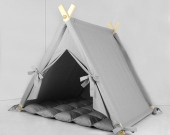 Pet House Solid Gray, Dog Bed, Cat Bed, Pet Bed, Dog Teepee, Dog House, Rabbit House, Cat Teepee, Pet Teepee