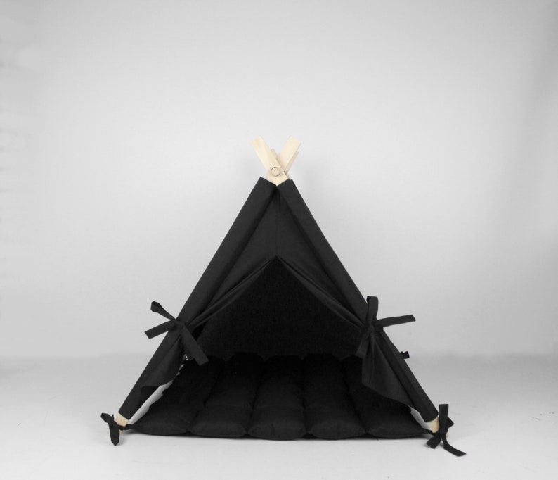 Pet House Solid Black Dog Bed Cat Bed Pet Bed Dog Teepee Etsy