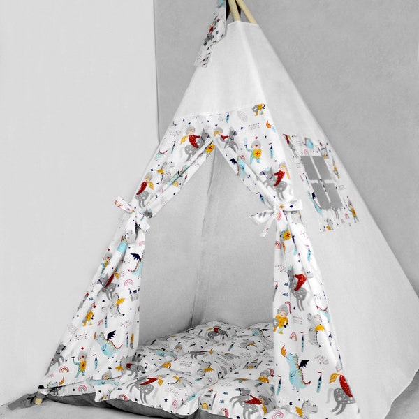 Teepee for kids customized from cotton prince and dragon, teepee tent for playing, tipi enfant, childrens teepee, playhouse