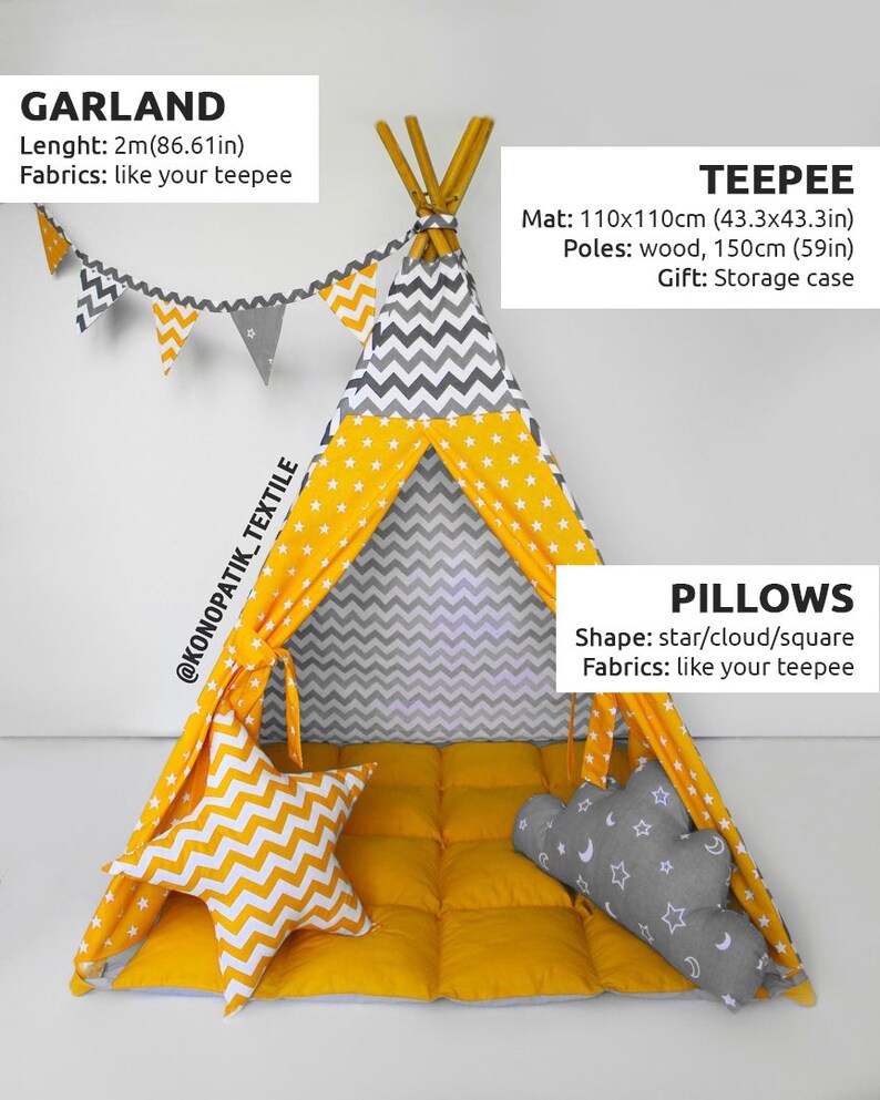 Teepee kids Childrens Teepee Tipi Kids Teepee PERSONALIZED Play Tent Playhouse Play Teepee Tipi Enfant Teepee Teepee Tent