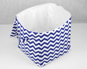 Toy Storage Basket Chevron Blue from Cotton for Nursery, Storage Bin, Toy Hamper, Nursery Organizer, Storage Basket, Laundry Storage