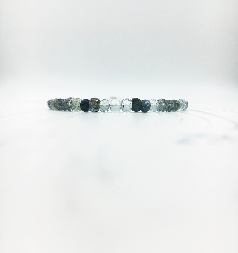 Ombre Shaded Necklace Moss Aquamarine Necklace Gift for Her. Sterling Silver Necklace March Birthstone Gemstone Necklace