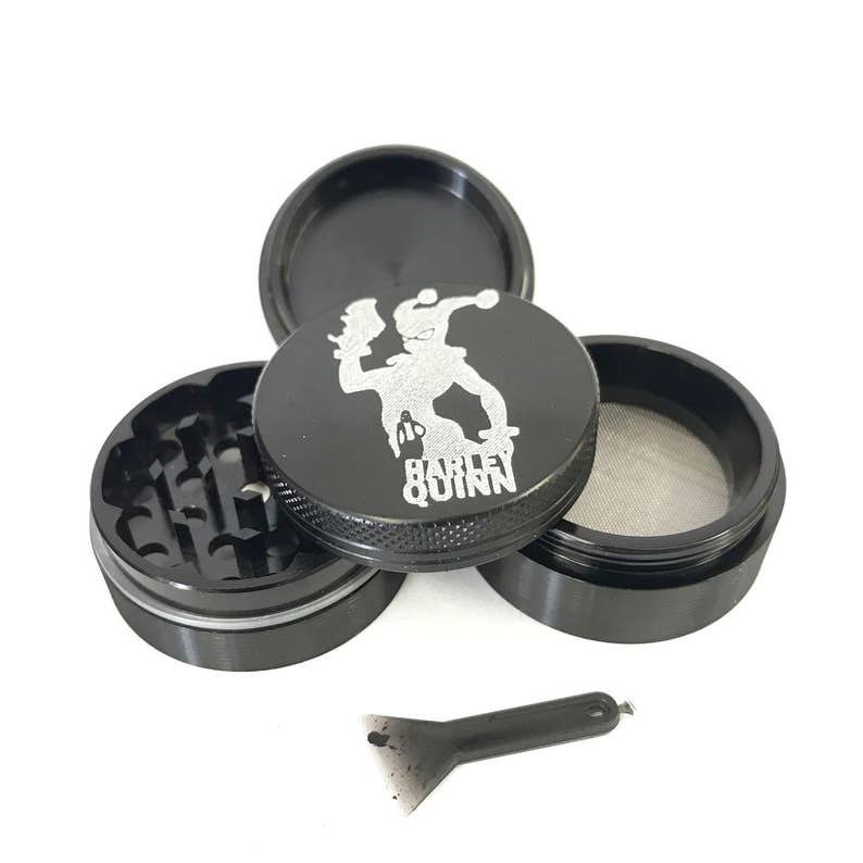 4 Pieces Black Aluminum Tobacco Spice Herb Grinder Crusher Lasts forever weed grinder Grinder weed pipe Harley Quinn Grinder weed