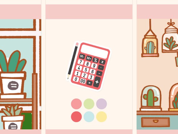 cute calculator stickerskawaii calculator stickersbudget etsy financial management calculator