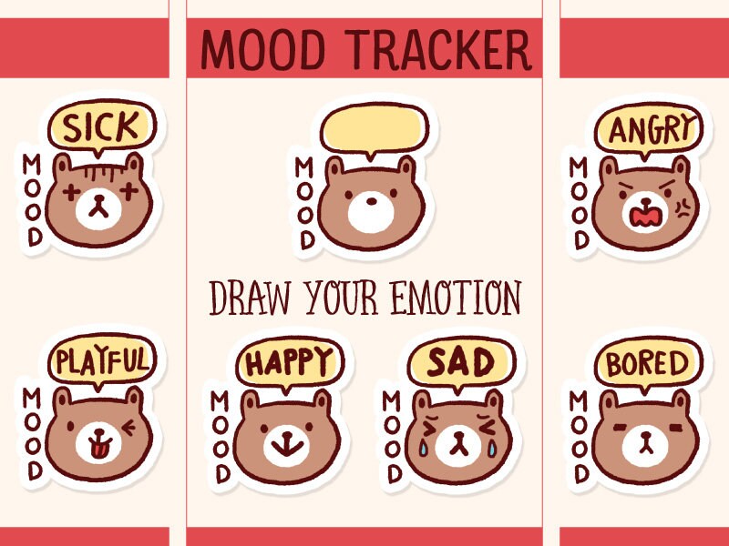 Cute Mood tracker sticker Cute Mental health stickers Cute Etsy