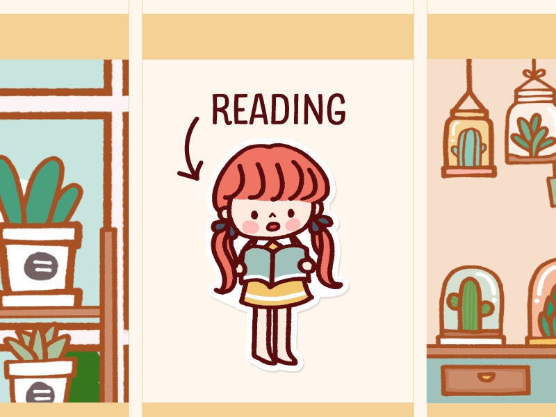 Cute Reading Stickers Reading planner stickers Cute Planner Etsy