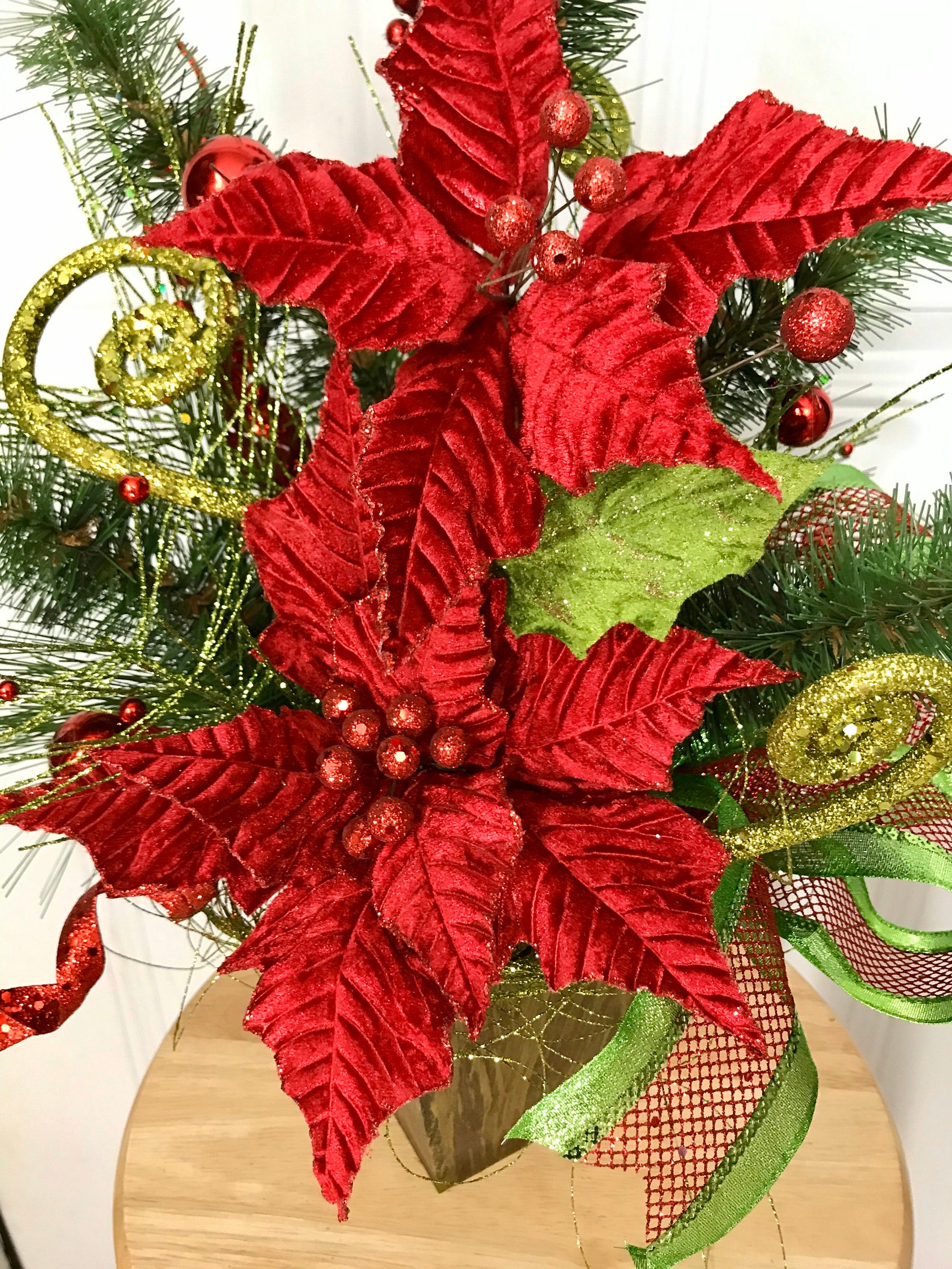 Christmas Centerpiece Christmas Table Arrangement Poinsettia - Etsy