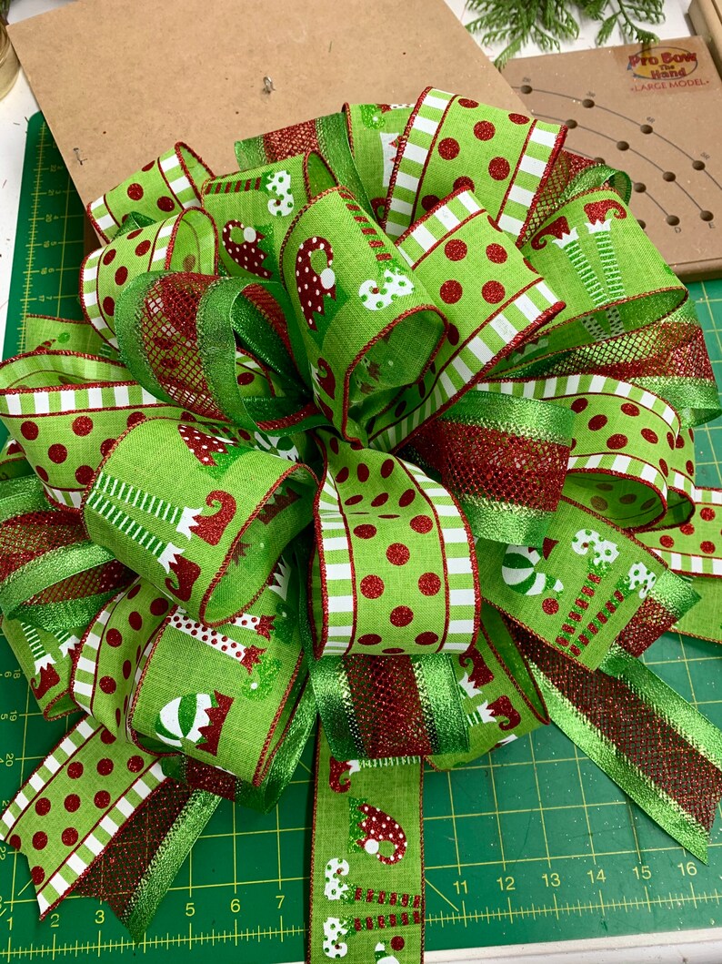 Tree Topper Bow, Tree Topper Bow With Streamers, Tree Topper Bow Green