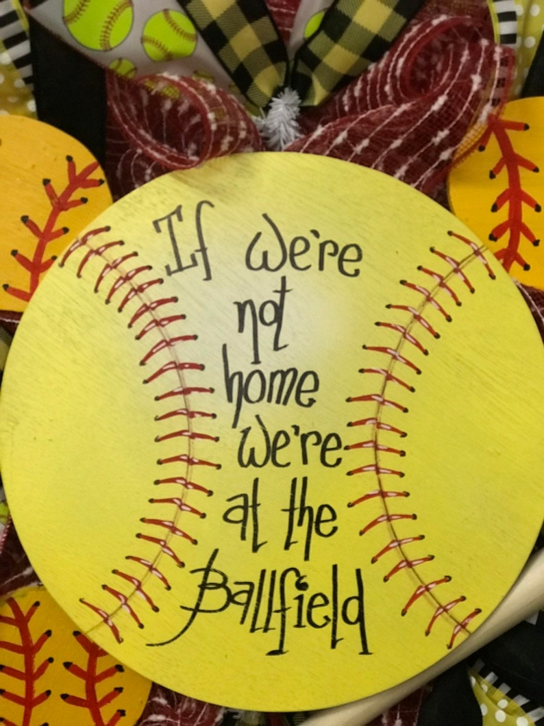 Softball wreath summer wreath sports wreath front door softball wreath for door softball front door wreath If we don/'t answer wreath