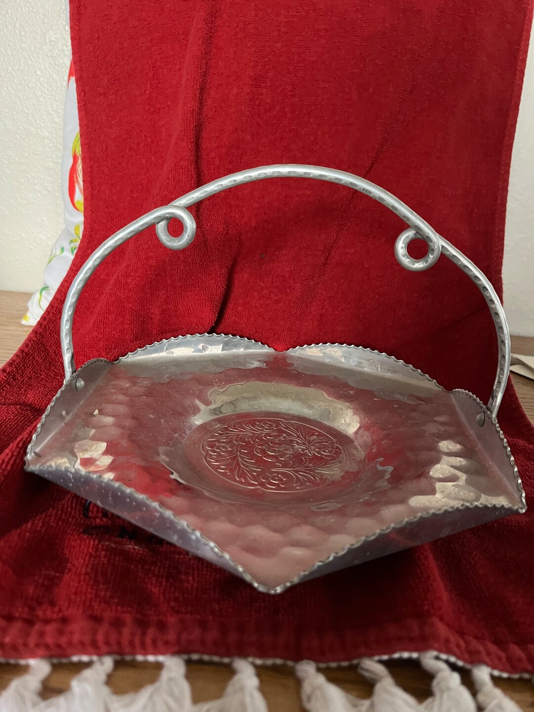 Hammered Aluminum Tray With Handle Vintage Japan Etsy