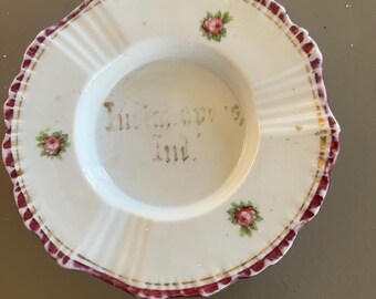 Sweet little vintage ashtray with scalloped edges and rose pattern, faded Indianapolis, IN, Germany