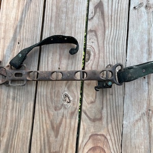 Vintage leather and metal workhorse tack, antique horse tack piece, junk art material