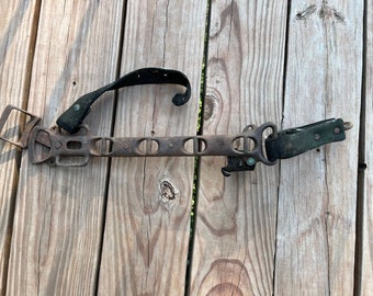 Vintage partial piece of leather and metal workhorse tack, antique horse tack piece, junk art material