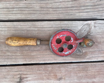 Vintage hand crank drill mid century tool egg beater style