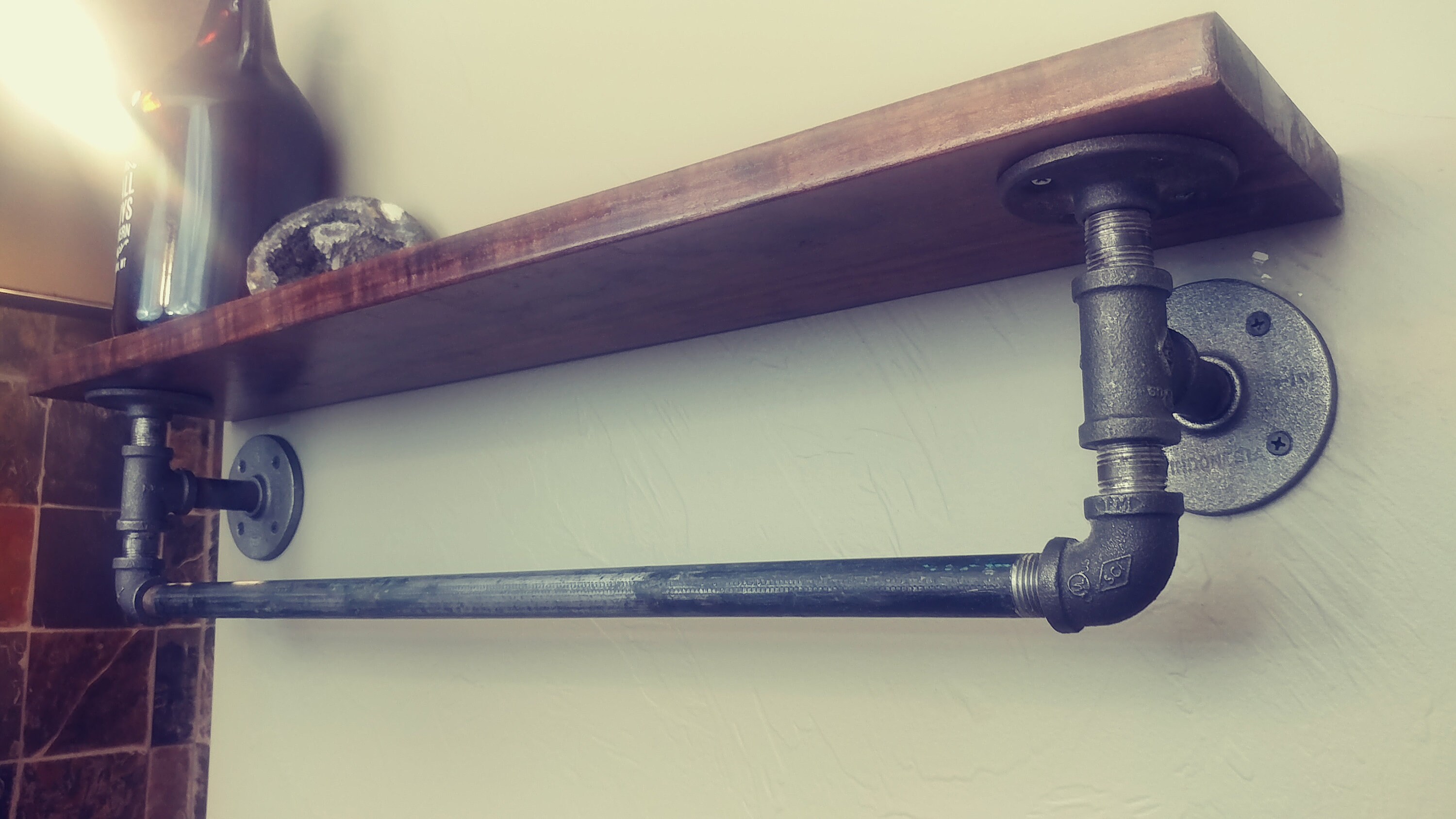 Black Walnut and Pipe Towel Shelf and Rack Etsy