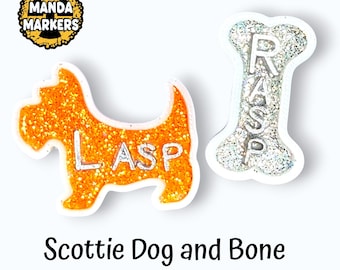 Scottie Style Dog X-Ray Markers – Custom Initials – Dog & Bone Radiology Set