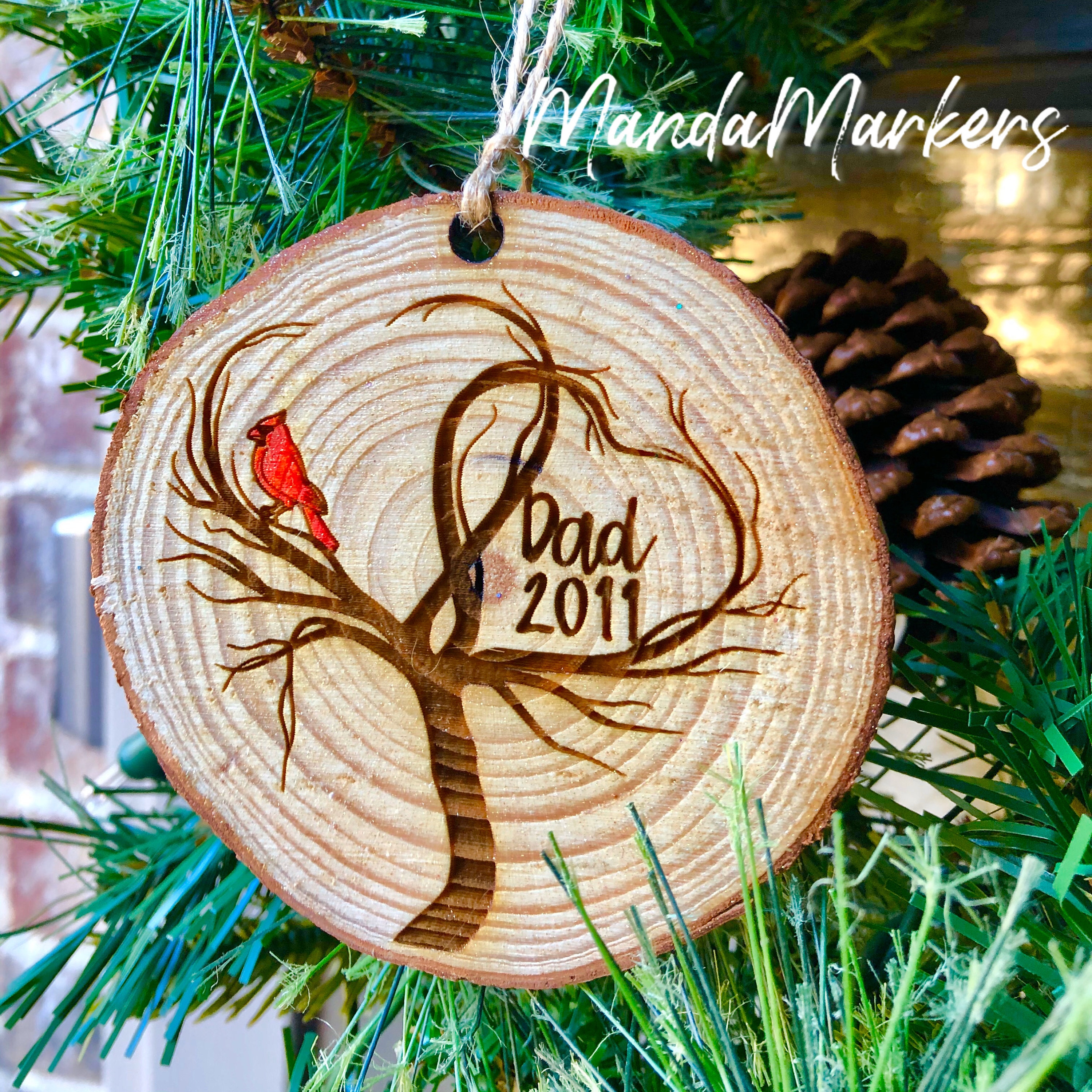 Wooden Slice Cardinal Custom Christmas Ornament - Etsy