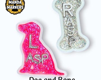 Custom Pet-Themed X-Ray Markers – Dog Silhouette & Bone – Rad Tech Gift