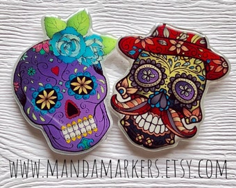 Mr and Mrs Day of the Dead Xray Markers Customized with Initials