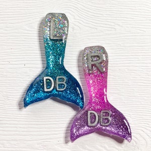 Marcadores de rayos X de sirena azules y morados personalizados con 2 o 3 iniciales.