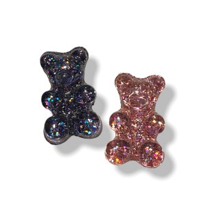 Candy Bears Customized with 2 Initials Rose Gold and Black Glitter