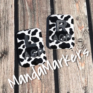 Cow Print Xray Markers Customized with Colored Initials