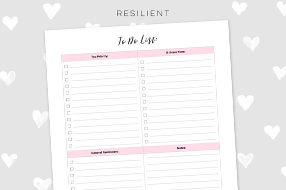 Pink Daily To Do List Printable DIGITAL To Do List | Etsy
