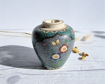 Late Meiji Era c.1880, Totai Shippo - Cloisonne on Ceramic, Floral Ginger Jar, Japanese, Antique